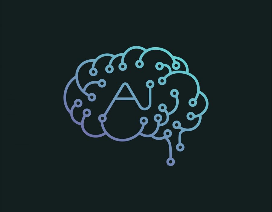 Artificial intelligence brain icon illustration