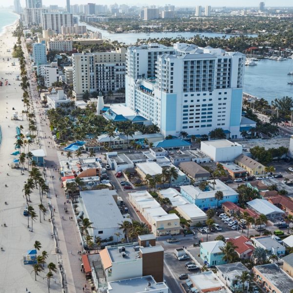 Aerial view of Hollywood, a community in Broward County, Florida, between Ft. Lauderdale and Miami Beach, with a focus on the Margaritaville Hollywood Beach Resort                        

More:

 Original public domain image from Library of Congress